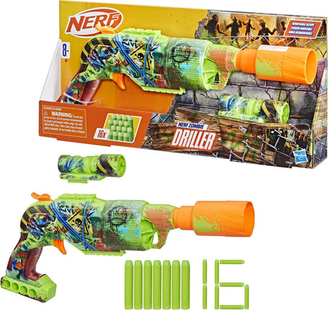 Nerf Zombie Driller – Blaster, 16 Elite-Darts