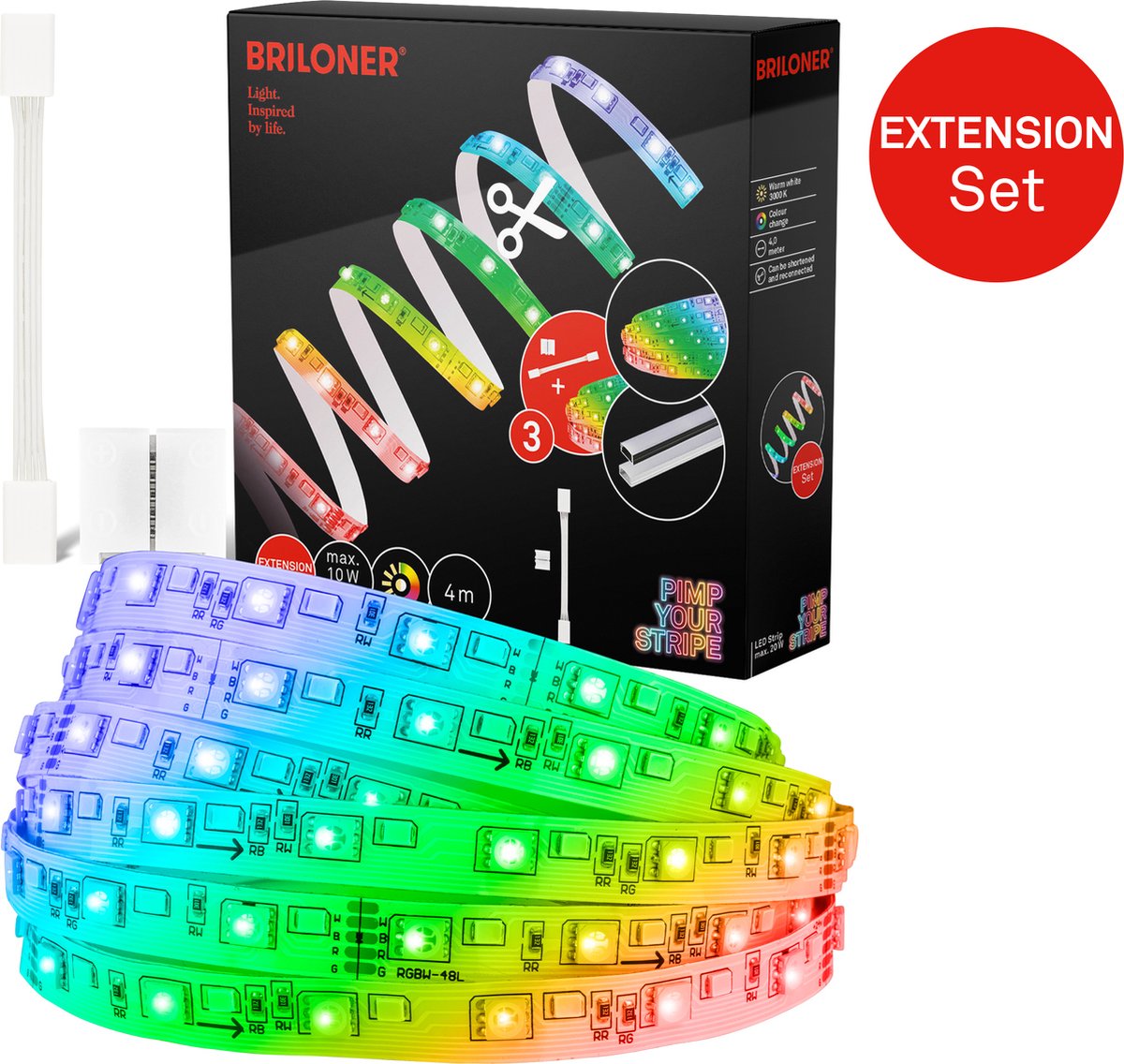 Briloner pimp your strip extension set LED strip 4m, RGB+W, color programs