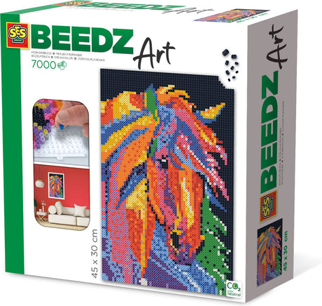 Ses creative ses beedz art - Horse Fantasy - 7000 Bügelperlen - Kunstwerk aus Bügelperlen - Komplettset inklusive Grundplatten und Bügelblech