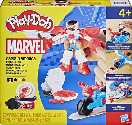 Play-Doh Marvel Captain America Motorschneider-Spielset – Modelliermasse – 3 Gläser – Basteln für Kinder