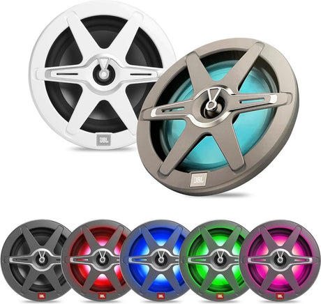 Jbl club marine 8 (200 mm) - autospeakers - 2-weg full range speakers - 150w rms 450 piek - 7 led modes - incl. witte grijze grill