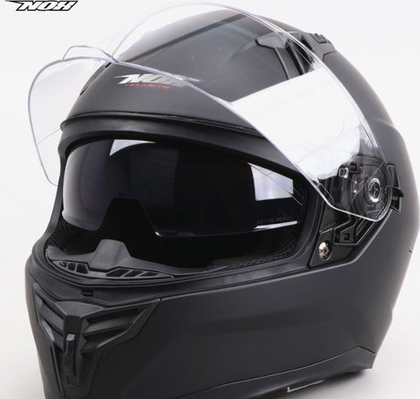 Nox Integralhelm mit integrierter getönter Sonnenblende – mattschwarz – ECE 22.06 – Größe XL = 60 bis 61 cm Kopfumfang