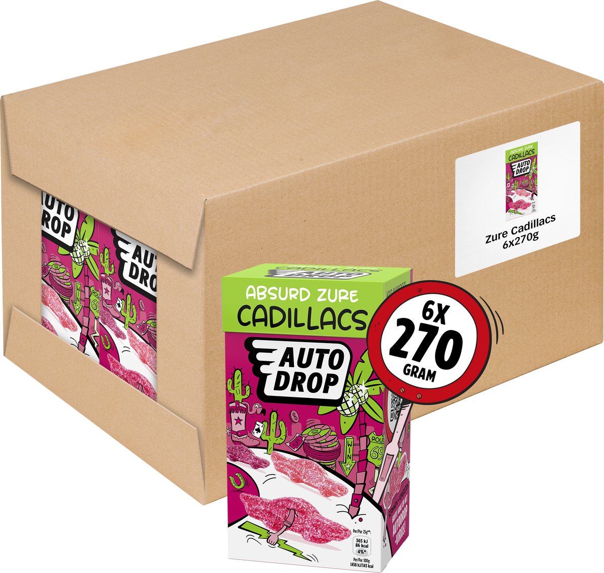 Autodrop – Süßigkeiten – absurd saure Cadillacs – 6 Kartons – 270 Gramm