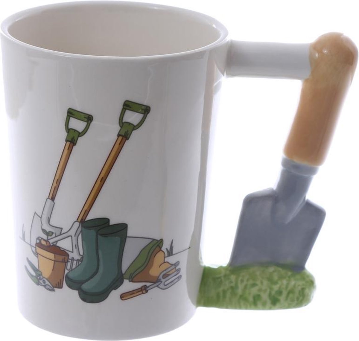 Keramikbecher in Form einer Gartenschaufel mit Henkel