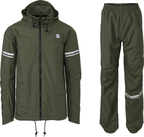Agu original regenpak uniseks waterdicht - army green - waterkolom 5.000 mm - jas en broek - inclusief opbergtasje