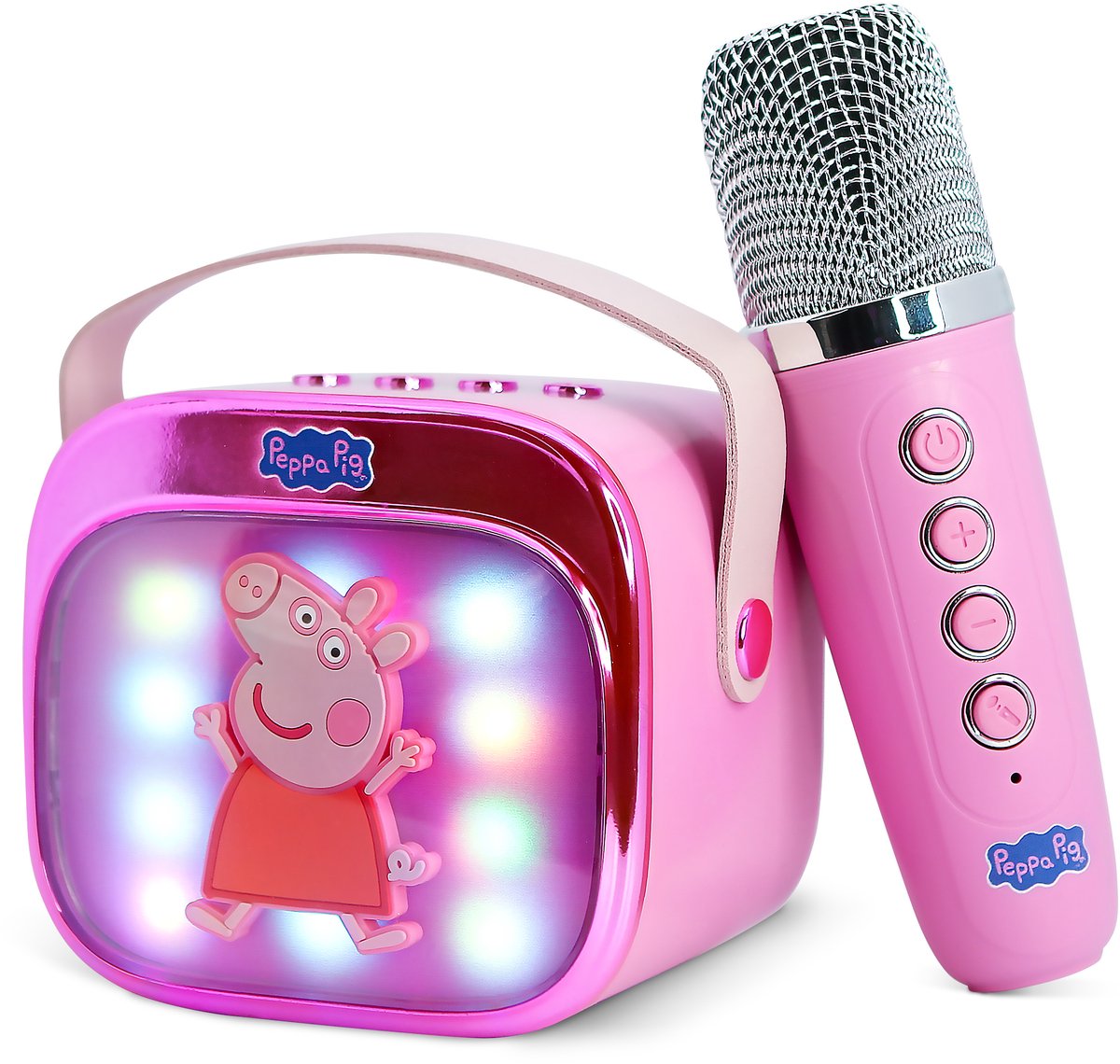 Otl Technologies Peppa Pig – Karaoke-Set für Kinder – kabelloses Mikrofon und Lautsprecher – mit Lichteffekten – Sprachverzerrung
