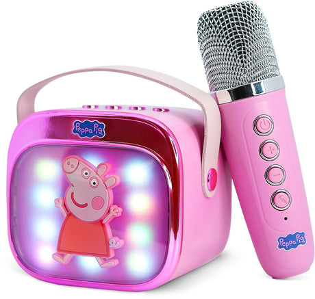 Otl Technologies Peppa Pig – Karaoke-Set für Kinder – kabelloses Mikrofon und Lautsprecher – mit Lichteffekten – Sprachverzerrung