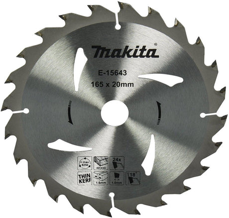 Zubehör für Makita-Kreissägeblätter für Holz | ø 165mm Achsloch 20mm 24t - e-15643