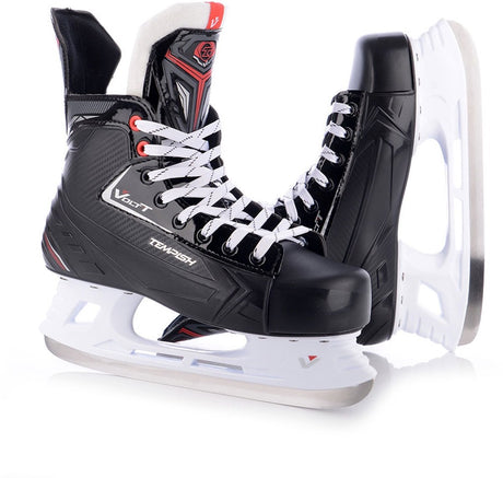 Tempish – Volt-T – Eishockey-Schlittschuhe – Schlittschuhe Herren – Schwarz – verstärkte Knöchelschalen, griffige Edelstahl-Hockeykufe – Größe EU 40