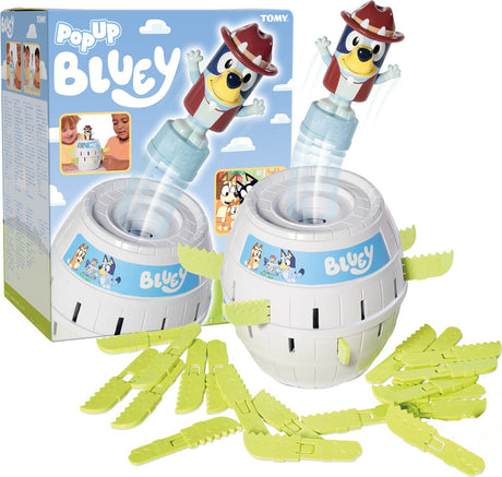Tomy Pop Up Bluey im Fass ist ein Kinderspiel
