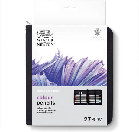 Winsor Newton 2090004 Studio Collection Buntstifte-Set 27-teilig – Dikcores Zeichenstifte mit Graphit und Radiergummi im Etui (24 Buntstifte + 2 Graphitstifte)