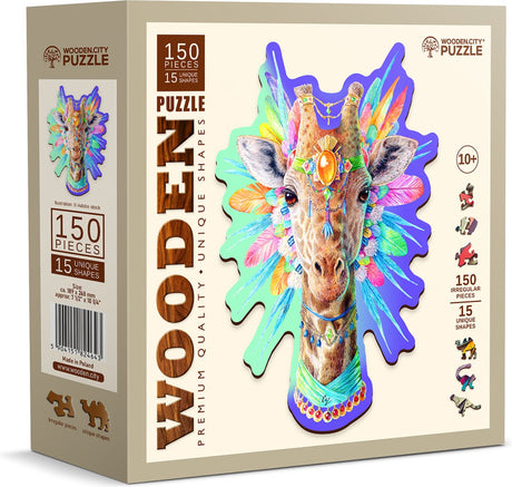 Stadtpuzzle aus Holz – hübsche Giraffe.