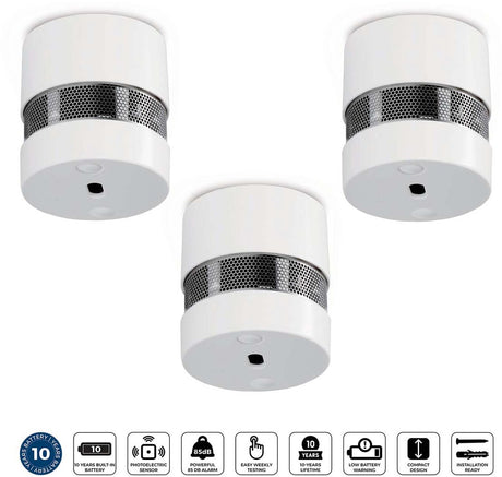 Alecto Mini-Rauchmelder SD1020 3x – Brandmelder mit Batterie für 10 Jahre – entspricht europäischen Normen – 3 Stück
