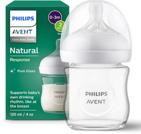 Philips Avent Natural Response Flaschenglas – 120 ml – Durchfluss 2 – bps frei – 1 Flasche – Neugeborene – SCY930 01