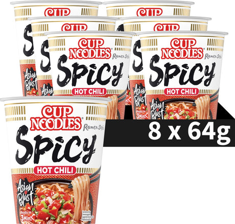 Nissin Cup Noodles – scharfe Chili-Spic-Nudeln – Instant-Nudeln – vegan – 8 Stück