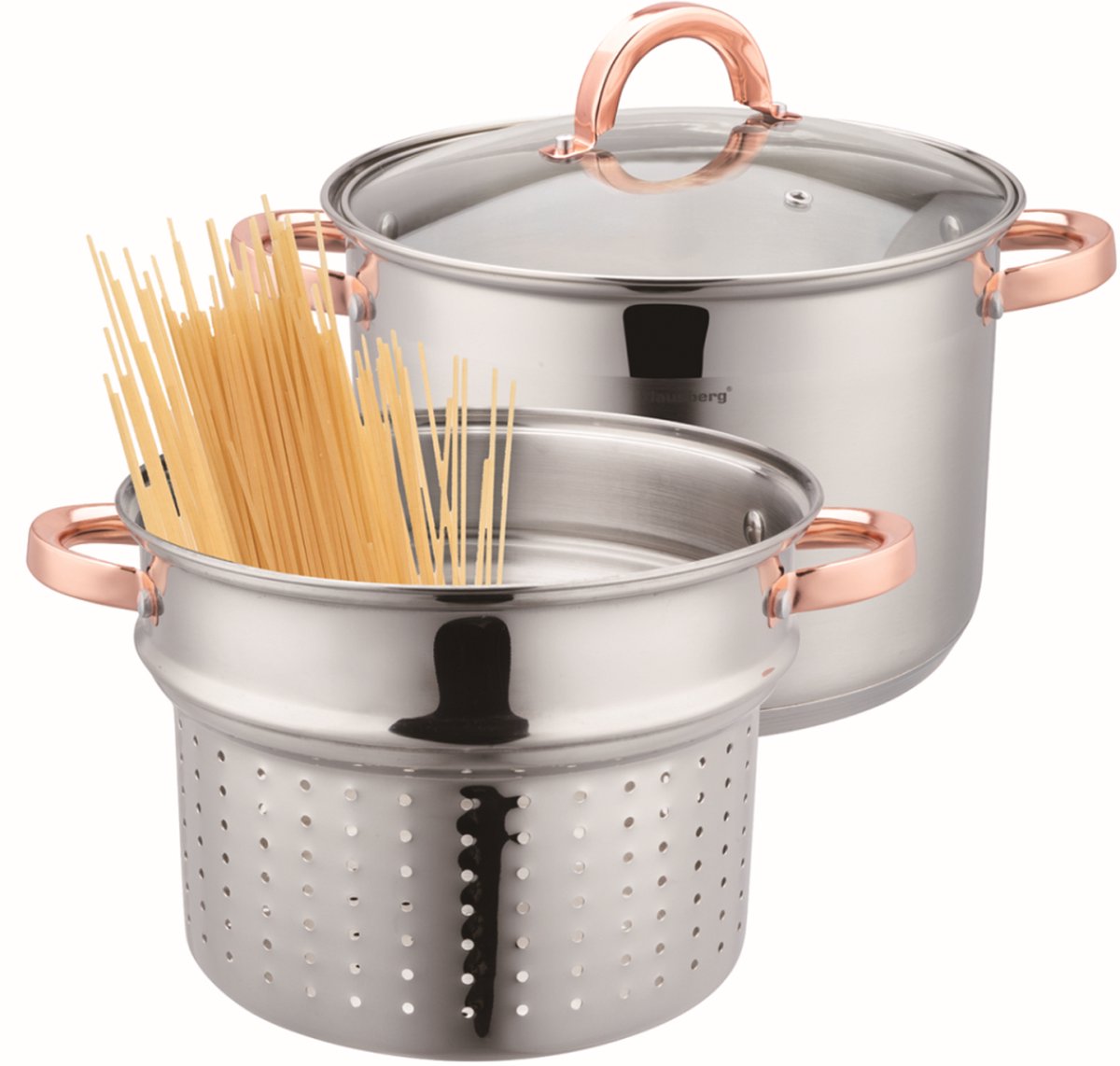 Klausberg 7739 - Kochtopf mit Nudeleinsatz - 2-teilig - 24 cm - 7,5 Liter - Edelstahl - alle Herdarten