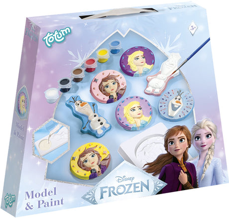 Totum disney frozen gipsfiguren gieten en schilderen - 4 stuks - met 9 kleuren verf en penseel - speelgoed kinderen - knutselen - voor meisjes - vanaf 5 jaar -