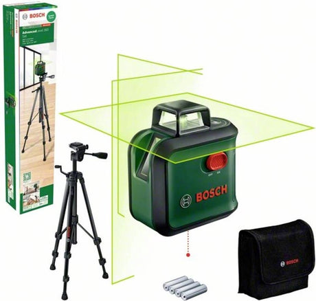 Bosch Advanced Level 360 Set – 360° Kreuzlinienlaser – inklusive Stativ – Aufbewahrungskoffer – Batterien