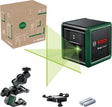 Bosch Quigo Green - Kreuzlinienlaser - inklusive Universalklemme mm2 - Adapterplatte - Batterien