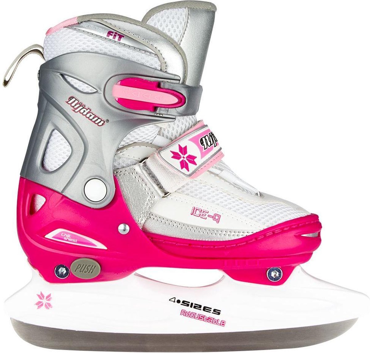 Nijdam Eiskunstlaufschuh – verstellbar – Größe 30–33 – halbweicher Stiefel – rosa 30–33