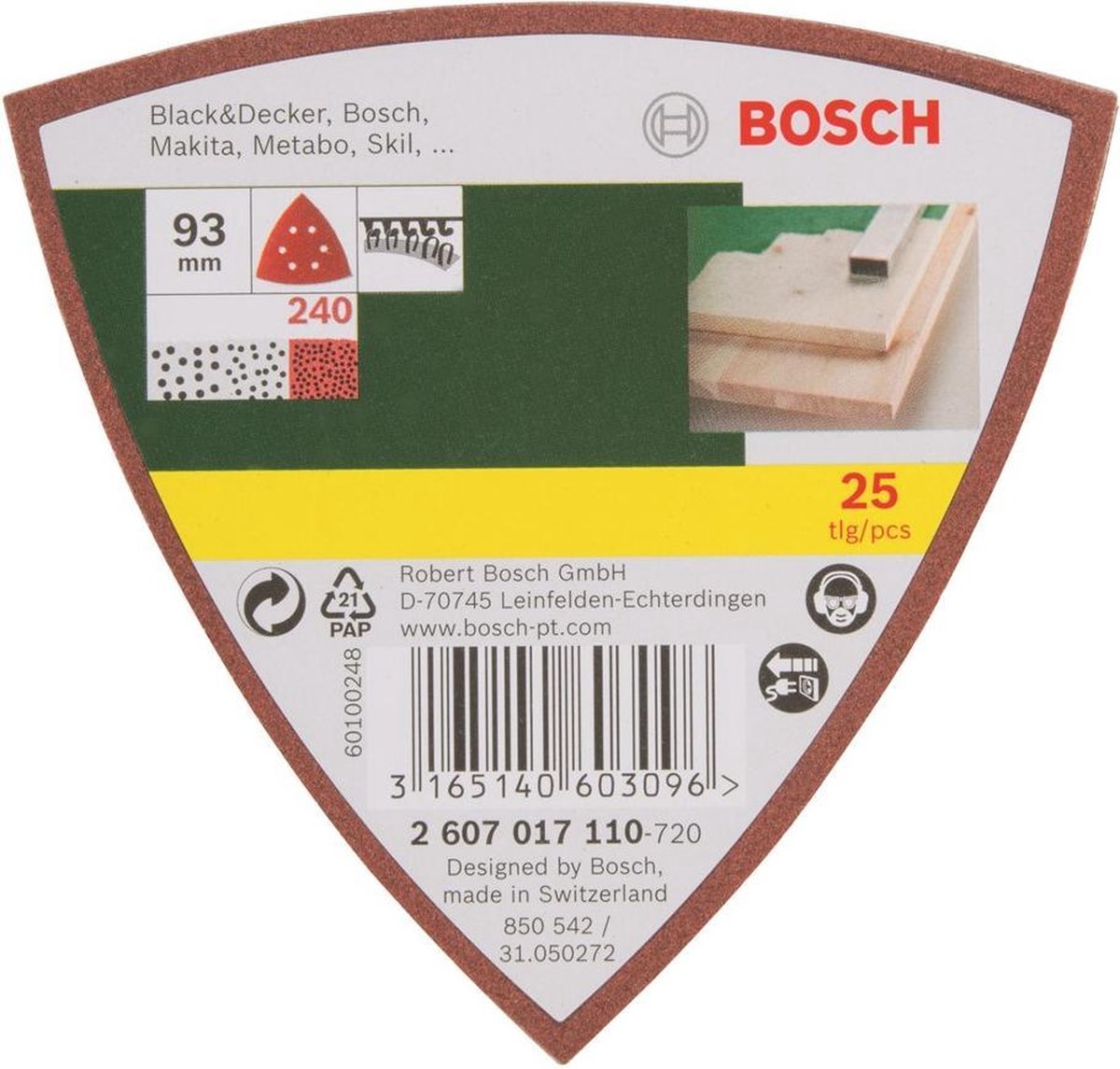 Bosch 25-teiliges Schleifblatt-Set für Deltaschleifer – Klettbefestigung – Körnung 240