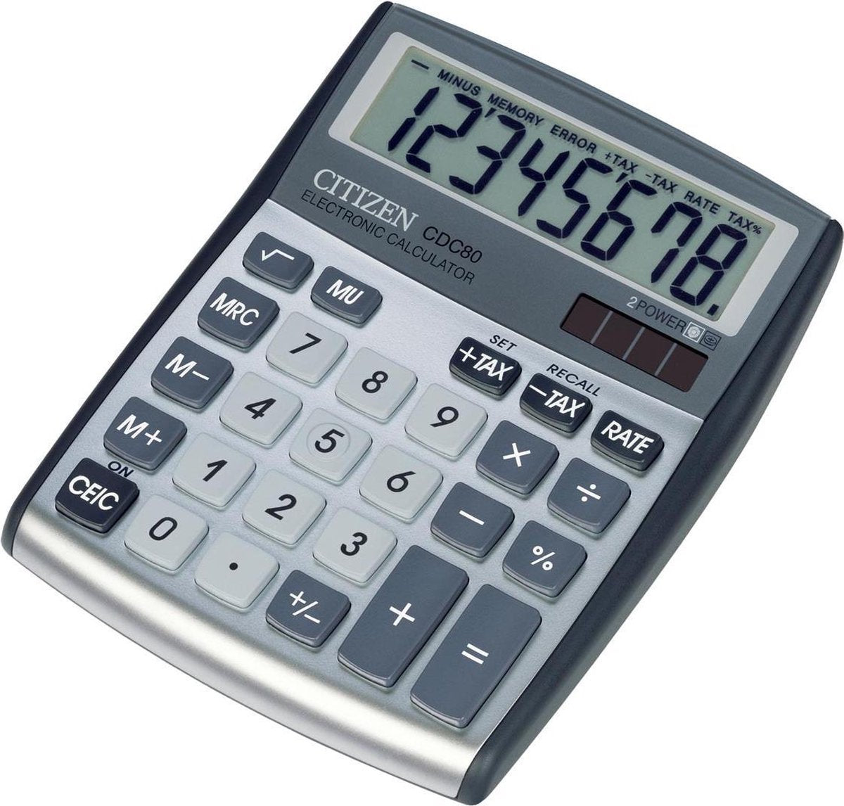 Citizen office citizen cdc-80 |all round - rekenmachine | 8 cijfer display | dual power| zilver