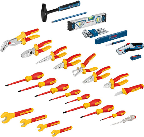 Bosch Profi-Elektrikerkoffer – 37-teilig – 21 VDE-Handwerkzeuge – 16 zusätzliche Werkzeuge – inklusive L-Box
