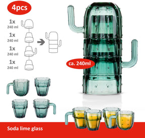 Alpina Trinkgläser in Kaktusform - stapelbar - 240 ml - 4er-Set - Grün