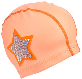Bling2o Badekappe Kinder - Korallenstern - dehnbar - Schwimmen - in transparenter Tasche - orange