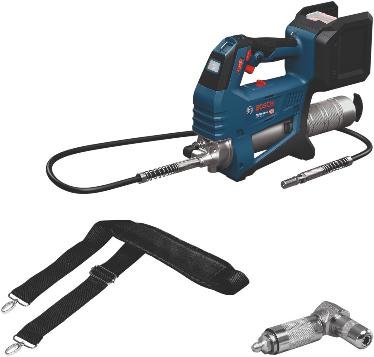 Bosch Blue GFP 18V-10 Akku-Fettpresse | Solo | inkl. 90 Kupplung und Schultergurt | ohne Akku und Ladegerät - 06019n6000