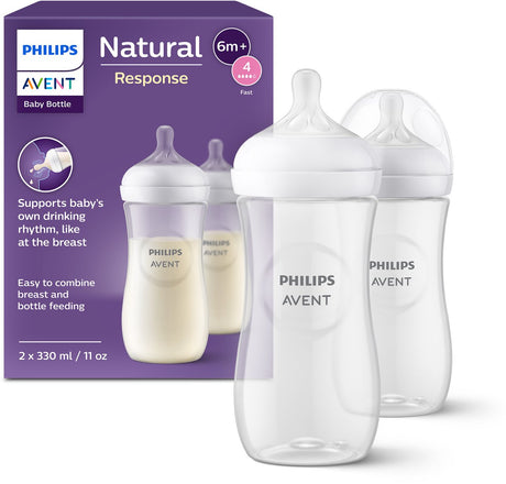 Philips Avent Natural Response Babyflaschen 330 ml – Durchfluss 4 – 2 Flaschen – SCY906 02