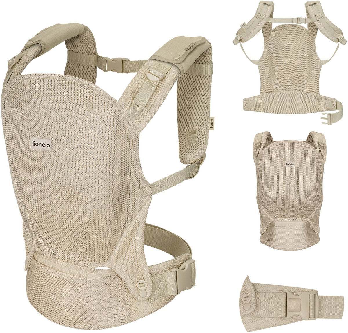 Lionelo Margaret Air Babytrage Babytrage – ergonomisch – von 4 Monaten bis 20 kg – 3 Tragepositionen – freihändiger Komfort – atmungsaktives Material – IHDI-zertifiziert hüftfreundlich – Kapuze – doppelte Sicherheit – verstellbare Träger – Kindertrage