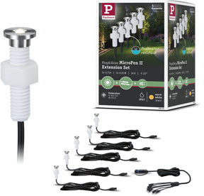 Paulmann Plug Shine LED Bodeneinbauleuchte Micropen II Erweiterungsset IP67 3000K 5x0,2W Silber