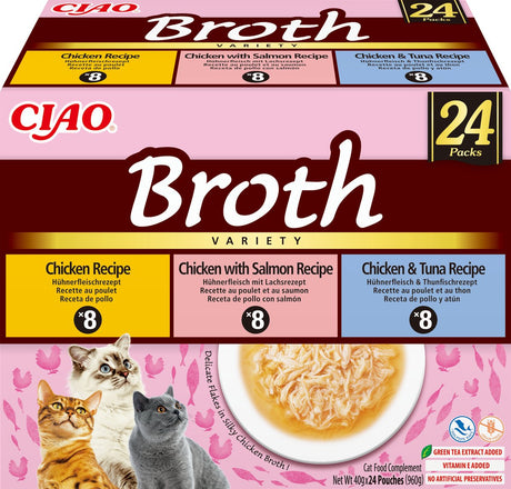 Inaba ciao broth kattenvoer natvoer kip variëteiten maaltijdzakjes 24x40g