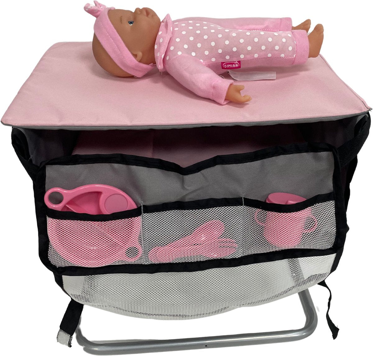 Dimian – Bambolina – Wickeltisch-Set mit Puppe und Zubehör – Bett in der Nähe von mir