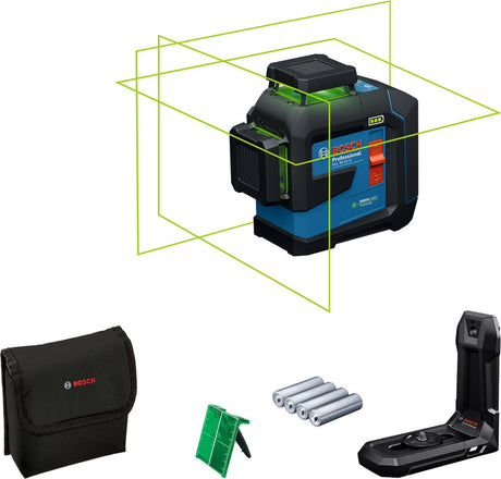 Bosch Professional GLL 80-33 G - Linienlaser - (4x Batterie 1,5 V LR6 (AA), Laser-Zielbrett, Halterung LB10, Alkalibatterie-Adapter, Tasche)