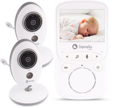Lionelo Babyline 5.1 Premium-Babyphone – 2 Kameras – Reichweite bis zu 300 m – Nachtsicht – Vox-Funktion – 2-Wege-Audio – Temperatursensor – 20 Stunden Akkulaufzeit – 2,4-Zoll-Display – Alarmfunktion mit 8 Schlafliedern