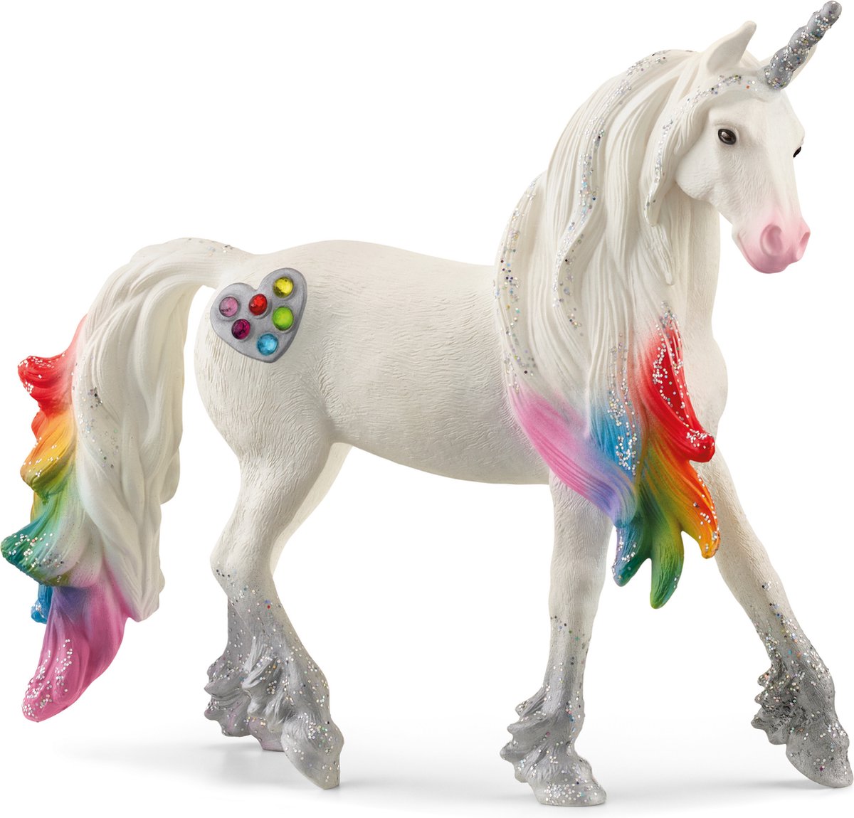 Schleich Bayala Spielfigur – Regenbogen-Einhorn-Hengst – Fantasy, Einhorn-Kinderspielzeug – 5 bis 12 Jahre – 70725