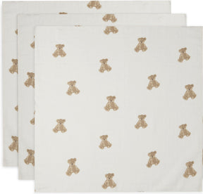 Jollein hydrofiele doek small 70x70cm teddy bear - 3 stuks