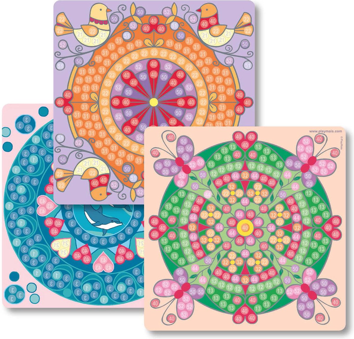 Playmais-Mosaikkarten schmücken trendige Mandalas