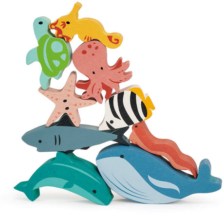 Mentari stapelaar - oceaan - 20x20x7cm - in zak met trekkoord - 18 maanden
