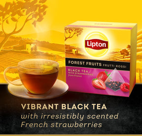 Lipton Waldfrüchtetee – 80 Pyramidenteebeutel – Schwarzer Tee Waldfrüchte – 4 x 20 Beutel – Vorteilspack