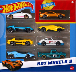 Hot wheels - basisset van 8 auto's en trucks - schaal 1:64 - speelgoedvoertuig
