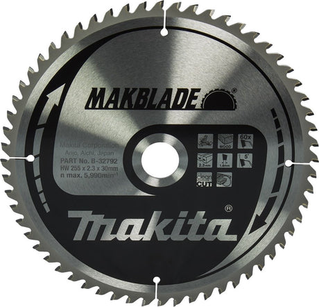 Makita Kappsägeblatt für Holz | makblade | ø 255 mm Achsloch 30 mm 60 t – B-32792
