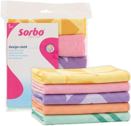 Sorbo Mikrofasertücher Pastelldrucke – Reinigungstücher – 5 Stück – streifenfrei und fettfrei