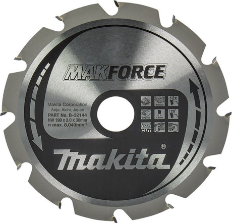 Makita Kreissägeblatt für Holz | makforce | ø 190mm axle hole 30mm 12t - b-32144