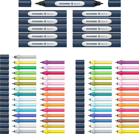 Schneider Schreibgeräte Schneider Marker – Twin Marker Set – Paint-it 040 – 30 Farben + 11 Halter + Blender – s-ml04010901