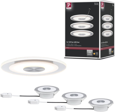 Paulmann Premium LED Einbauleuchte Whirl Basisset rund 120 mm 3x4,9W 3x180lm 230V dimmbar 3000K Aluminium gedreht, satiniert