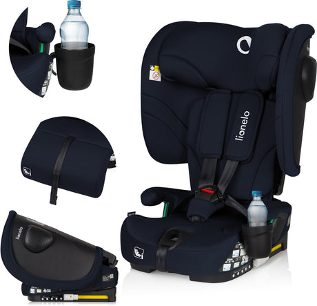 Lionelo Nelly i-Size-Autositz – faltbar – 76–150 cm – Isofix-Top-Tether – 4-Positionen-Rückenlehne – Sips-Seitenschutz – tragbar kompakt – 15-Positionen-Kopfstütze – reduzierender Beinkisseneinsatz – Getränkehalter – ECE R129 03 – Gruppe 0+