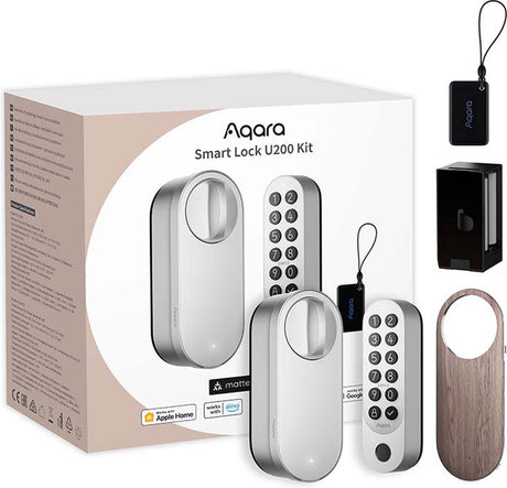 Aqara Smart Lock U200 Kit – Silber – Intelligentes Türschloss – Fingerabdruck-PIN-Code – Apple Home-Schlüssel – Bluetooth-Funktion